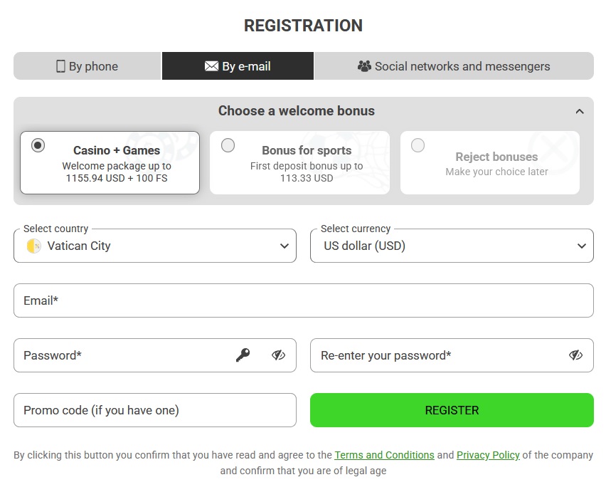 FAN-SPORT registration form: one-click, by phone, by e-mail or social networks